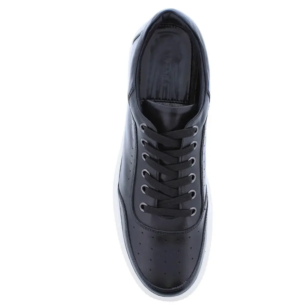 Zanzara Marcus Men Black Sneaker Size 12 Luxury Leather Lace-Up Cushioned New
